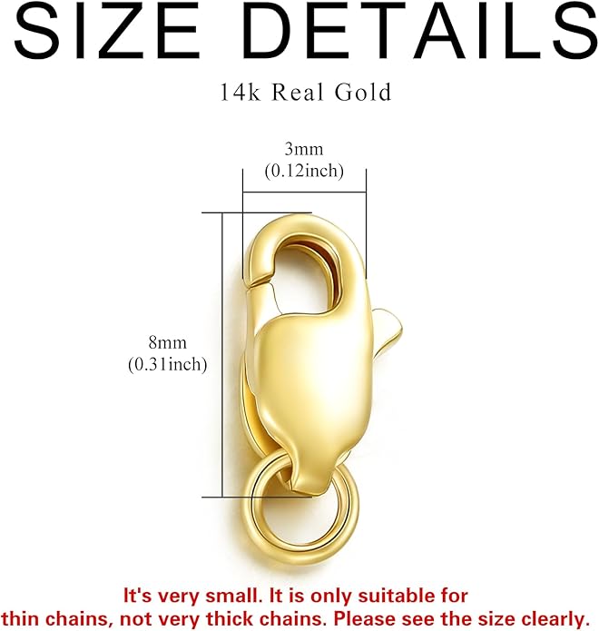 14k Gold Necklace & Bracelet Extender Chain, 1"/1.5"/2"/3"/4"/5" Durable Removable Gold Extension Chain