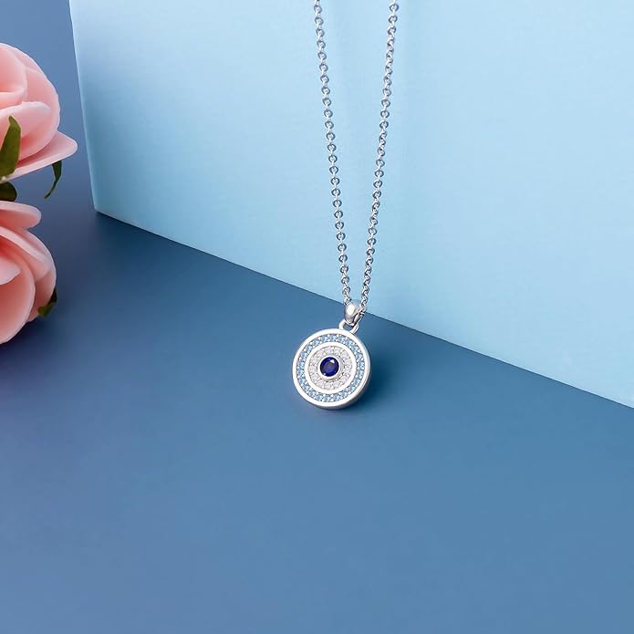 White Gold 14K Gold Plated Necklaces for Women Evil Eye Necklace for Women Girls Evil Eye Hamsa Hand of Fatima Pendant Necklace Good Luck Necklace Jewelry