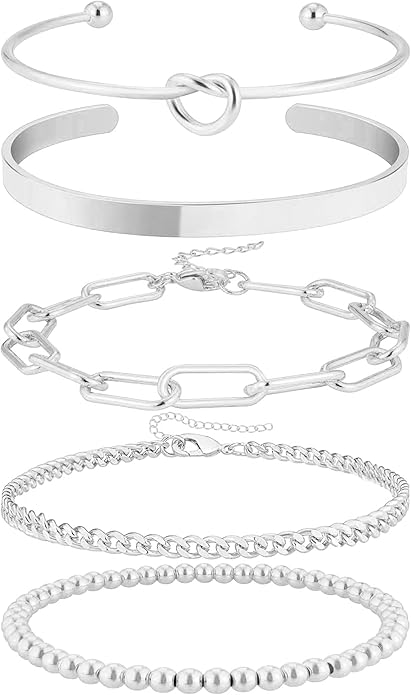 AOZEL Gold Plated Bracelets for Women Stack,Bangle Cuff Bracelet Set Non Tarnish Jewelry for Women Trendy