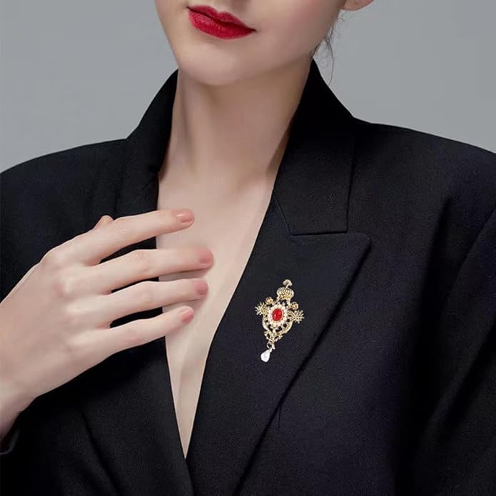 JKQBUX Versailles series Baroque elegant Brooches Pin for Women Men Girls Retro Court Pearl Corsage Pin delicate accessory