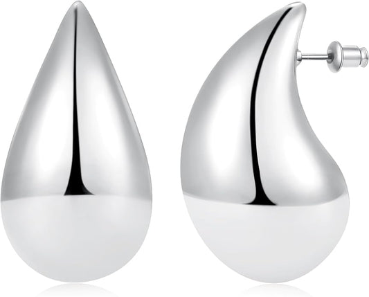 Gacimy Teardrop Earrings Dupes for Women 14K Gold Plated, Chunky Drop Earrings for Women with 925 Sterling Silver Post