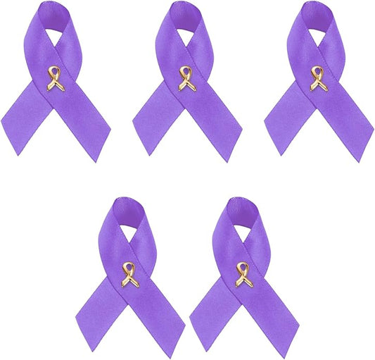 1/2/5/10/25/50/100pcs Satin Awareness Ribbon Pins (Pick your color), for Cancer & Disease Awareness, Bulk Quantities for Fundraising, Events, Gift Giving
