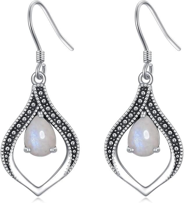 Vintage Genuine Gemstone Earrings for Women Dangling 925 Sterling Silver Western Native American Style Jewelry for Wife Mother