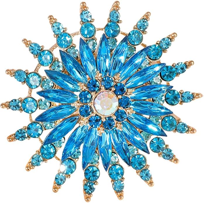 Large Crystal Flower Brooch Pin for Women Red purple pink green Rhinestone Flower Lapel Pin Wedding Party Birthday Dance Banquet Dress Suit Ceremony Clothes Hat Bag Accessories Jewelry