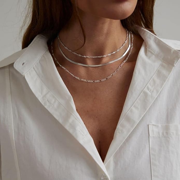 14K Gold Plated Layering Necklaces For Women Gold Necklace Set, Cuban Link, Snake Chain, Paperclip Layered Chains, Twisted Rope and Twisted Chain, Trendy Layering Necklace