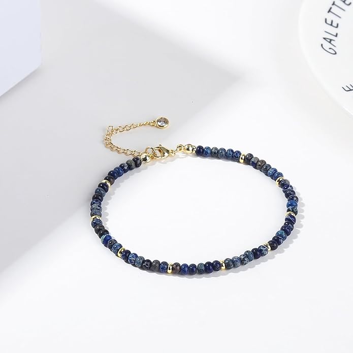 Natural Stone Beaded Anklets Bracelets for Women Handmade Beaded Anklet Bracelet Waterproof Boho Beads Ankle Bracelet Adjustable Summer Jewelry