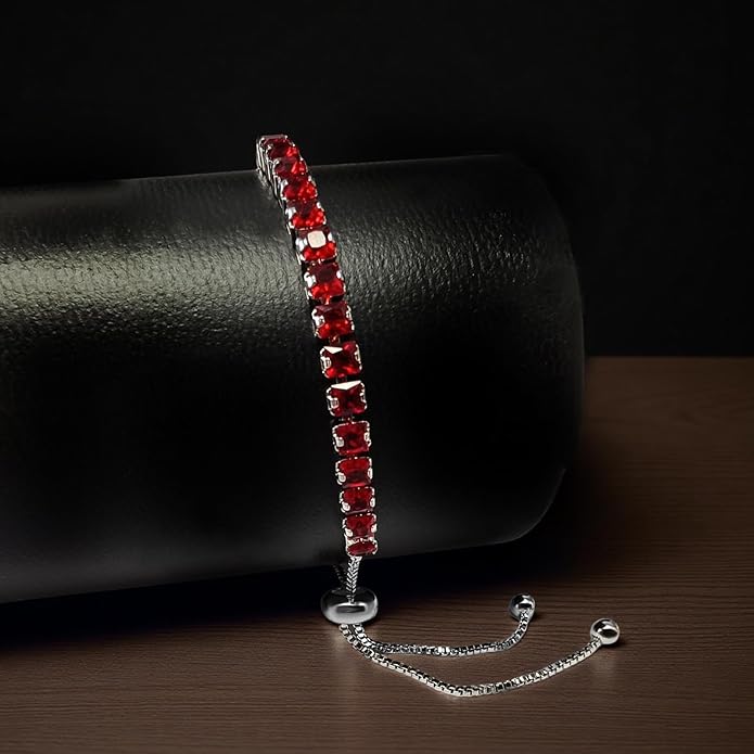 Italian Sterling Silver Women's Tennis Bracelets | Ladies' Sterling Silver Rope Adjustable Bracelet with Crystals | Gift for She