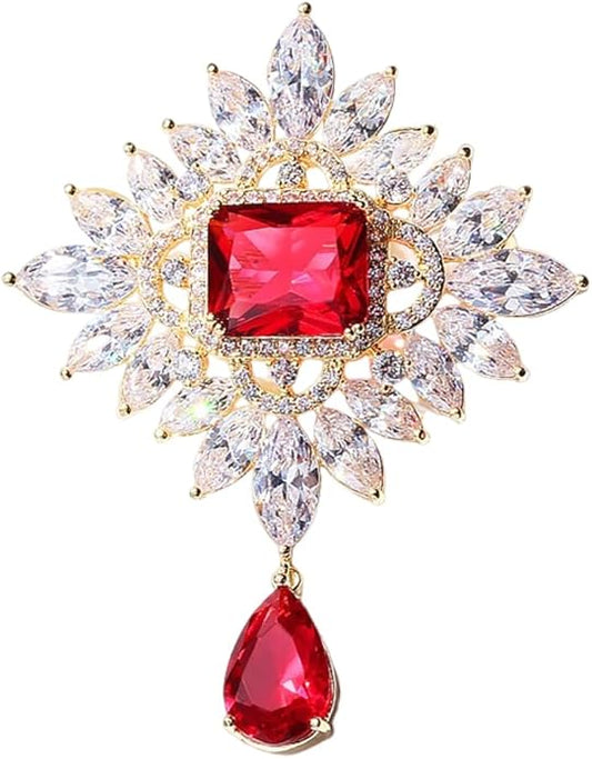 Crystal Pearl Flower Brooches Pins Fashion Beautiful Created Rhinestone Floral Brooch Good Idea for Party Dance Wedding Banquet for Elegant Women Girl