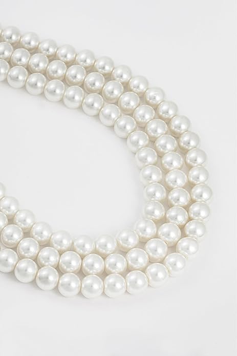 BABEYOND Round Imitation Pearl Necklace Vintage Multi Strands Necklace 20s Flapper Necklace for Party