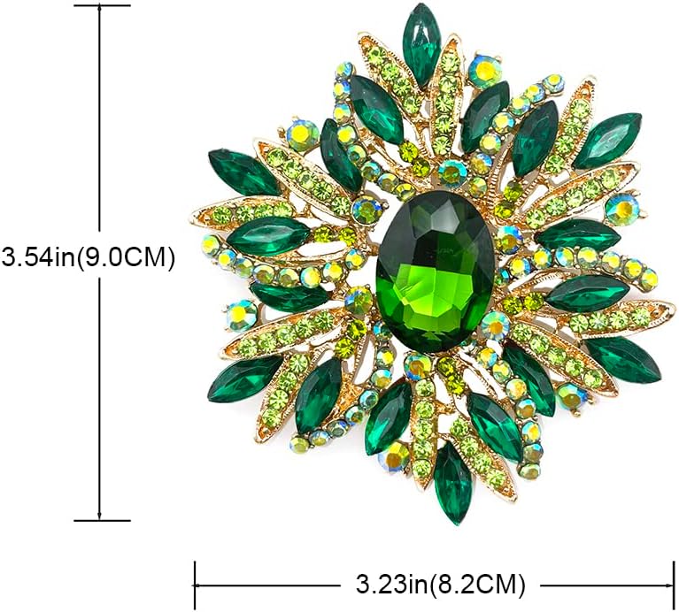 YOQUCOL Sunflower Shape Crystal Big Large Heavy Brooch Pin Rhinestone Scarf Decoration Corsage Cloth Pin for Women Girls