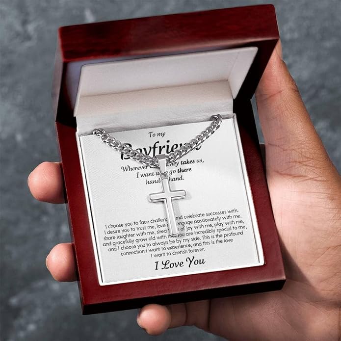 VIRAGIL To My Man Necklace Chain for Men, Silver Stainless Steel Chain Jewelry, Romantic Gift from Partner for Birthday Valentine or Everyday Wear with Meaning