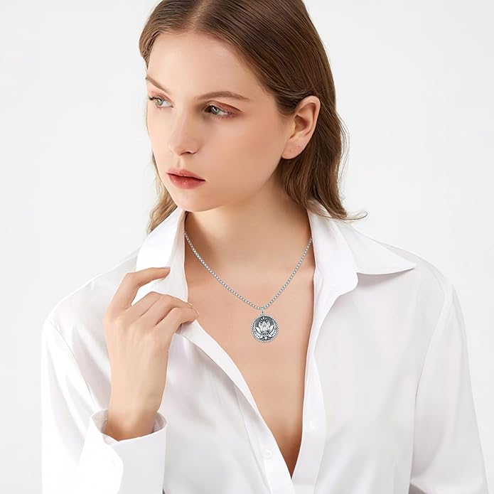 Evil Eye Necklace for Women 925 Sterling Silver, Protection Necklace with Blue Evil Eye Charm, Evil Eye/Lotus Pendant Jewelry, Birthday Christmas Gifts for Her