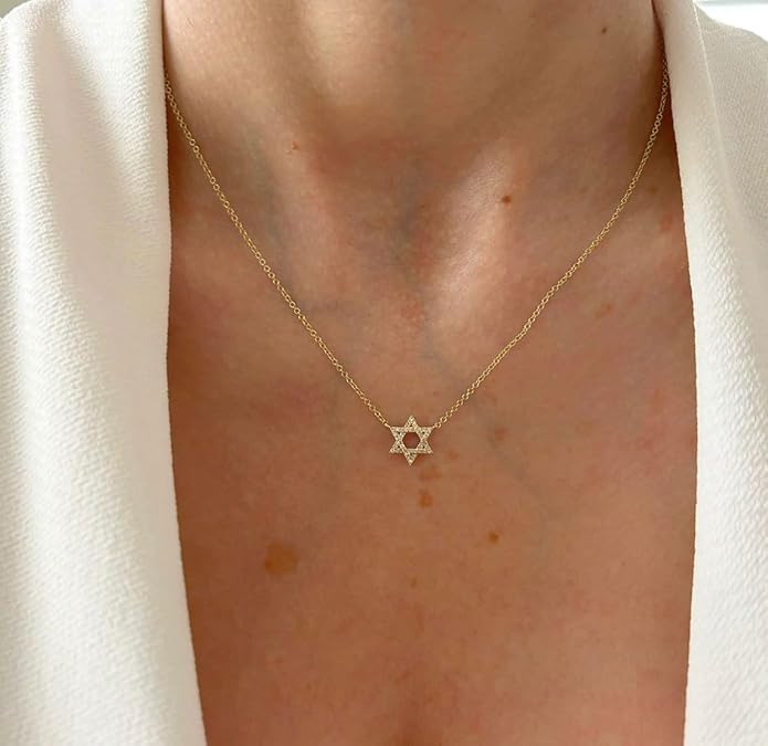 Gold Necklace for Women-14k Gold Plated Infinity Necklace Star Of David Necklace Evil Eye Cross Pendants Heart Dainty Gold Necklace For Women