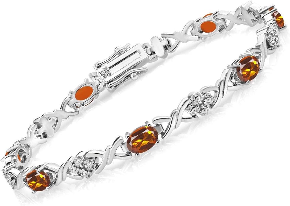 Gem Stone King 2-4 Cttw Infinity Link Gemstone Birthstone Tennis Bracelet for Women | 925 Sterling Silver | Oval 6X4MM | 7 Inch with Secure Clasp | Fine Jewelry for Her Mom Wife Anniversary