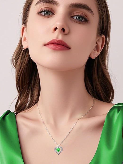 WINNICACA Birthday Gift for Mom Heart Necklace for Women 925 Sterling Silver Birthstone Necklace Jewelry Gift for Women Wife Her Girlfriend Sister