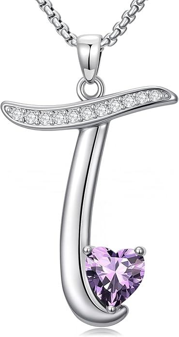 Christmas Gifts for Women Alphabet A to Z Initial Birthstone Pendant Necklaces for Women - 18k White Gold Plated Personalized Name Jewelry Valentine Mothers Day Birthday Gifts for Women Her Girlfriend