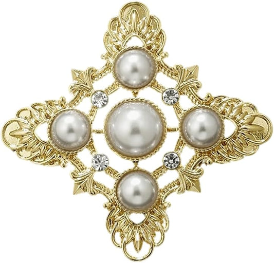 JKQBUX Versailles series Baroque elegant Brooches Pin for Women Men Girls Retro Court Pearl Corsage Pin delicate accessory