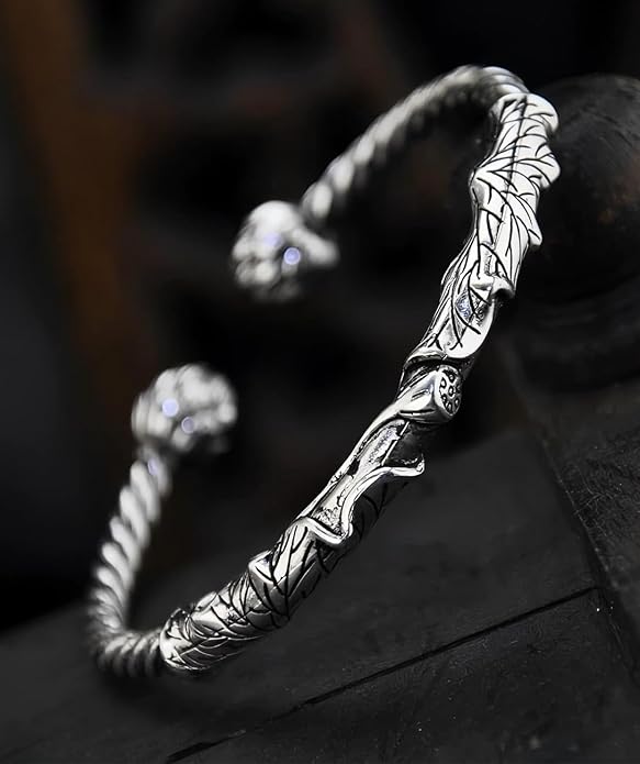 Kim Carrey S925 Sterling Silver Bracelet, Open Bangle Cuff Design, Men's Stacked Bracelets Gift Jewelry for My Man