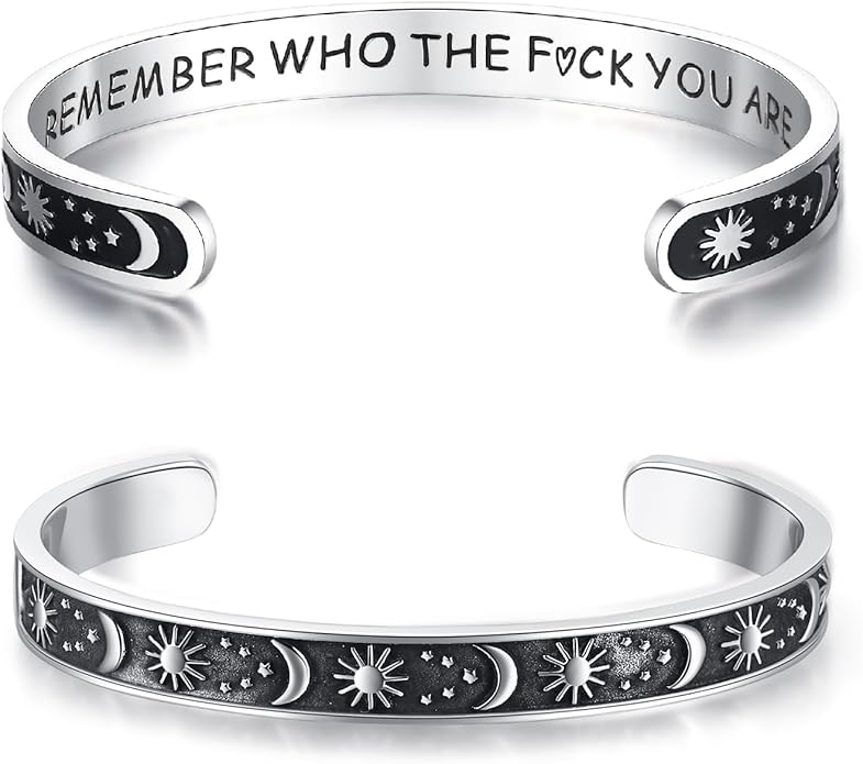 TONY & SANDY Inspirational Bracelets for Women Teen Girls Personalized Gifts for Daughter Granddaughter Mom Sister Friends Stainless Steel Engraved Cuff Birthday Easter Christmas