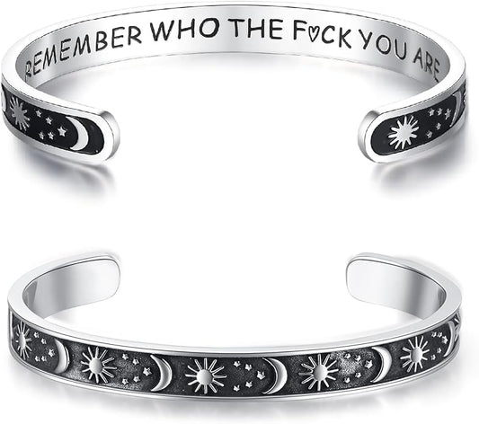TONY & SANDY Inspirational Bracelets for Women Teen Girls Personalized Gifts for Daughter Granddaughter Mom Sister Friends Stainless Steel Engraved Cuff Birthday Easter Christmas