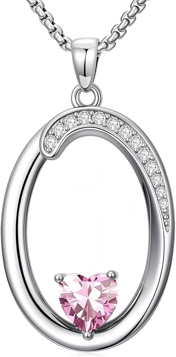 Christmas Gifts for Women Alphabet A to Z Initial Birthstone Pendant Necklaces for Women - 18k White Gold Plated Personalized Name Jewelry Valentine Mothers Day Birthday Gifts for Women Her Girlfriend
