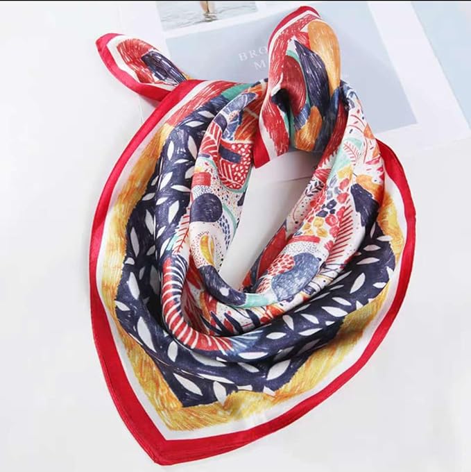 ANDANTINO 100% Mulberry Silk Scarf -21” Lightweight Square Neckerchief – Breathable Digital Printed Scarves with Gift Packed