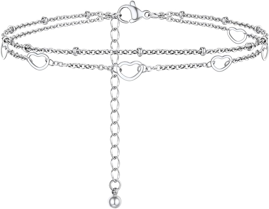 PROSTEEL Stainless Steel Chain Anklets for Women, Silver/Gold Tone, Ankle Bracelets Hypoallergenic, 8-10.5 Inch Adjustable, Come with Box