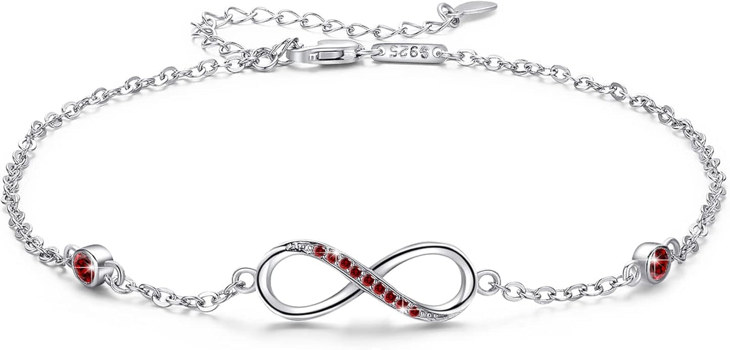 MEDWISE Womens Infinity Anklet Bracelet 925 Sterling Silver Endless Love Symbol Ankle Bracelet Adjustable Plus Size Large Bracelet Gifts for her Mother’s Day Gifts