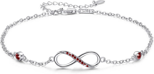 MEDWISE Womens Infinity Anklet Bracelet 925 Sterling Silver Endless Love Symbol Ankle Bracelet Adjustable Plus Size Large Bracelet Gifts for her Mother’s Day Gifts