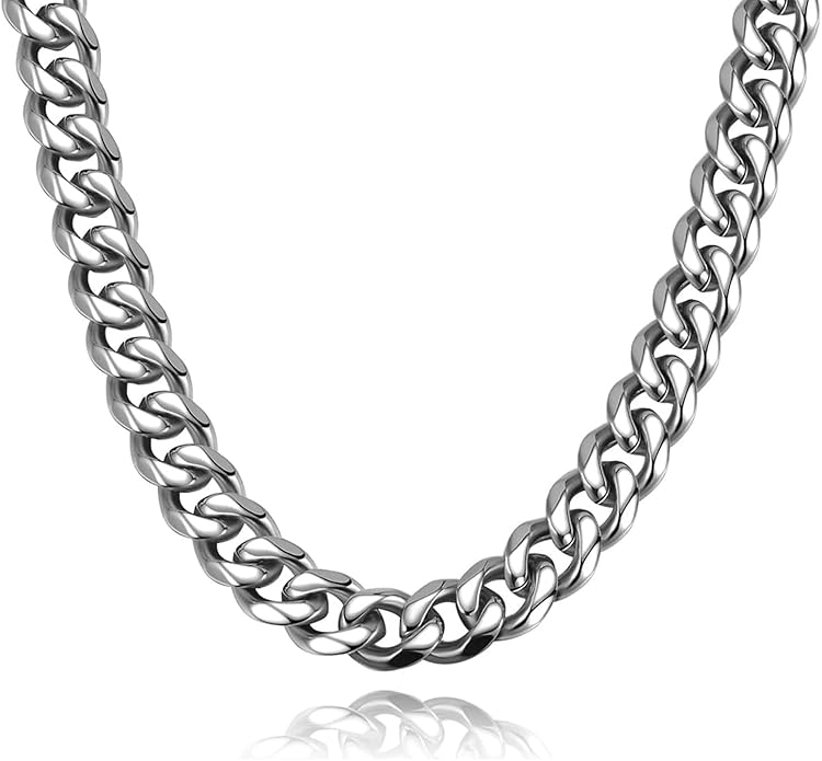 11mm Miami Cuban Link Chain Neckalces for Men Women, 316l Stainless Steel and 925 Sterling Silver Filled, Silver Cuban Mens Necklaces Jewelry Gifts Available In 20/22/24/26/28/30 Inches