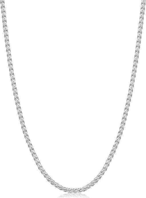 Fiusem Wheat Chains for Men and Women, 2/2.5/3/4/5mm Silver Tone/14K Gold Plated/Black Necklace Chain, Stainless Steel Mens Necklace 16-28 Inch
