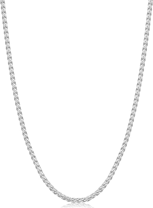 Fiusem Wheat Chains for Men and Women, 2/2.5/3/4/5mm Silver Tone/14K Gold Plated/Black Necklace Chain, Stainless Steel Mens Necklace 16-28 Inch