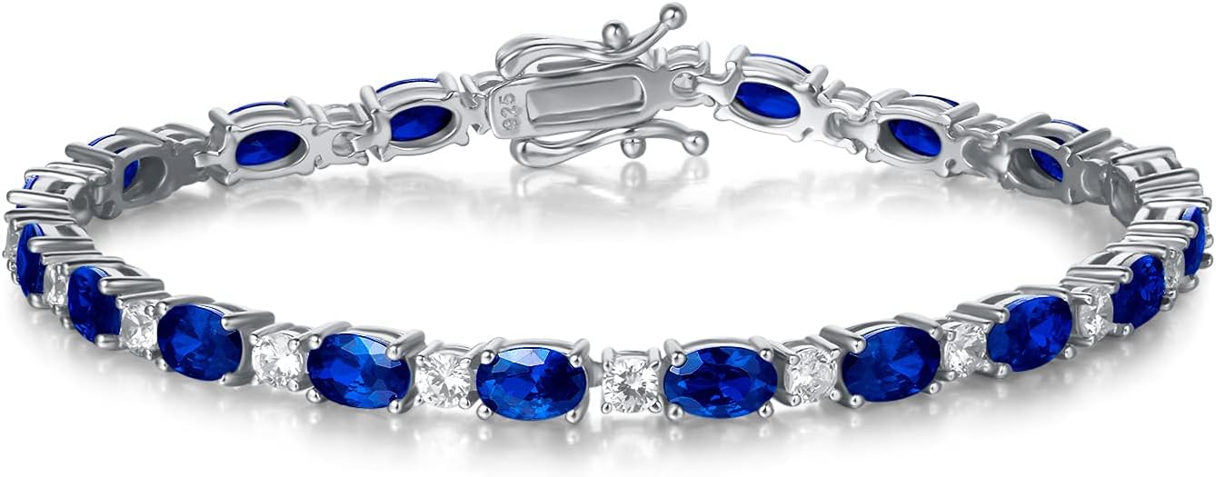 FANCIME Birthstone Bracelets Sterling Silver Tennis Bracelets Charm Fine Jewelry Birthday Gifts for Women 7"