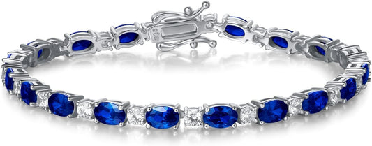 FANCIME Birthstone Bracelets Sterling Silver Tennis Bracelets Charm Fine Jewelry Birthday Gifts for Women 7"