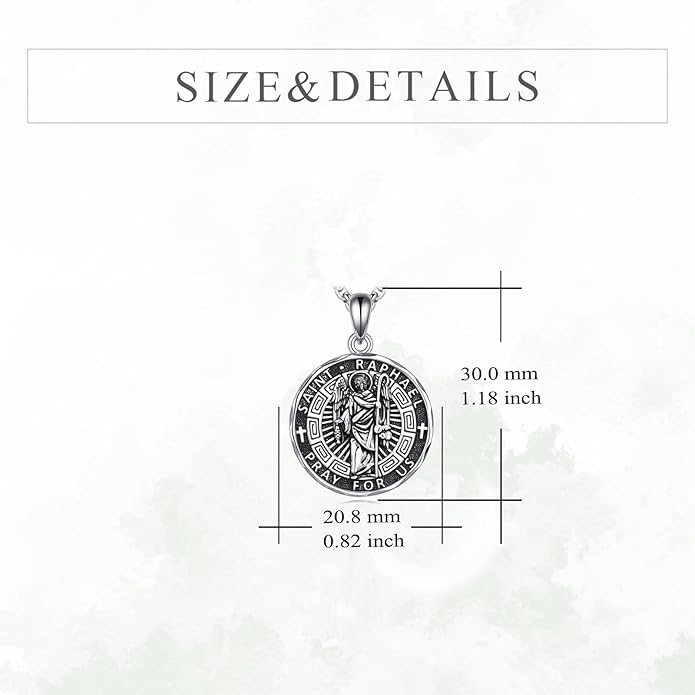 YFN Patron Saint Necklace Sterling Silver Amulet Medal Pendant Religious Protector Jewelry Gifts for Women Men
