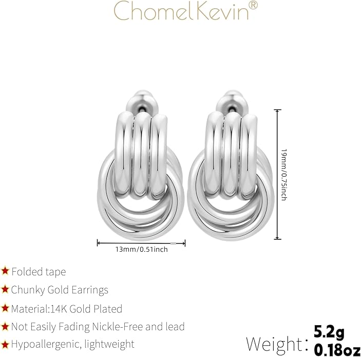 Trendy 14K Gold Plated Knot Earrings are Thick and Charming Pendant Earrings for Women They are Lightweight Hypoallergenic Fashion Accessories Jewelry Gifts for Women