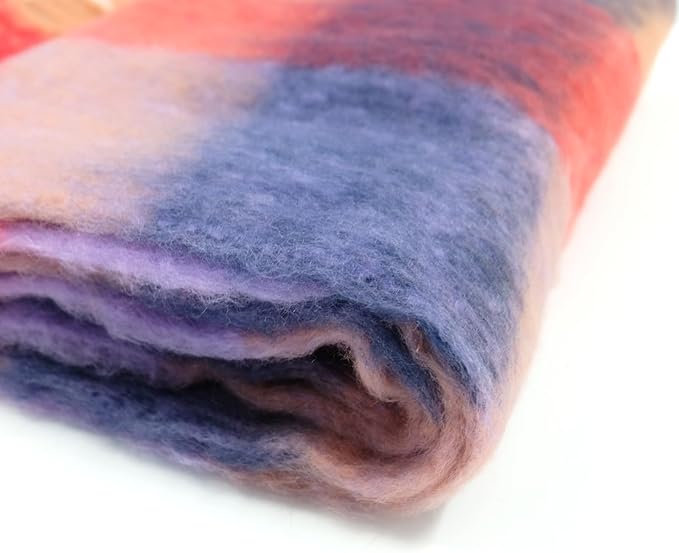 SHOHOKU Large Chunky Plaid Scarf Coloured Checked Oversized Scarf Tassel Soft Fall Winter Thick Warm Shawl Women
