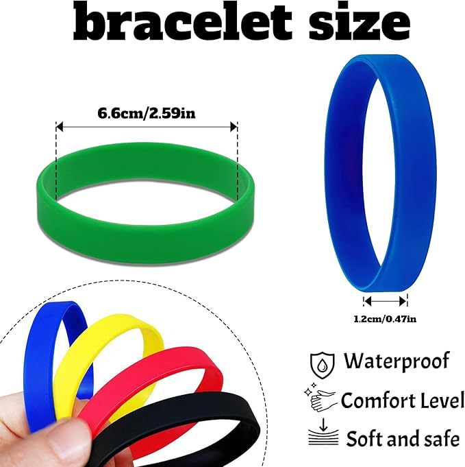 100 Pcs Custom Silicone Wristbands with Text Message, Personalized Rubber Bracelets Bulk for Events, Support, Party Gifts, Fundraisers, Motivation, Awareness