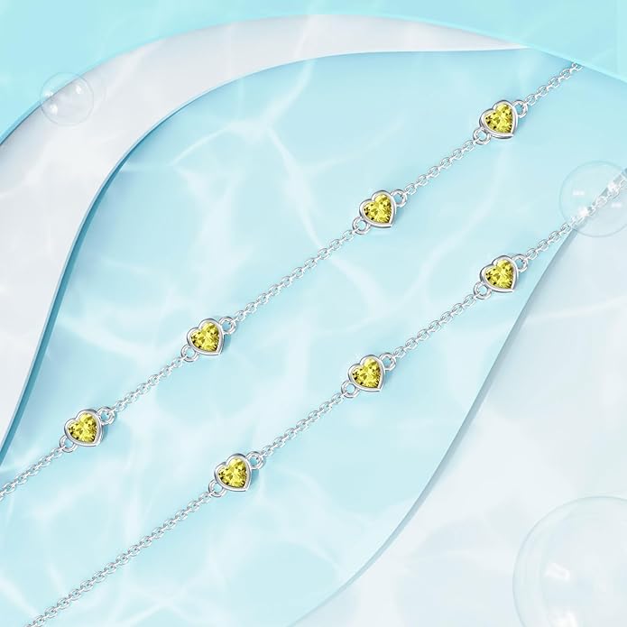 Dorunmo Heart Birthstone Anklet Bracelets for Women 925 Sterling Silver Birthday Jewelry Best Mother's Day for Women Wife