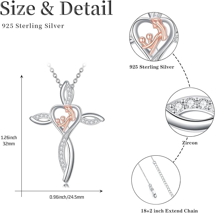 Mother's Day Necklace Gifts 925 Sterling Silver Mom/Wife/Grandma/Nana/Family I Love You Mom Necklace for Women Jewelry Birthday Gifts for Couple