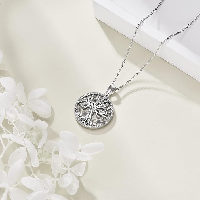 TIGER RIDER Tree of Life Necklace Sterling Silver Family Tree Pendant Jewelry for Mother Grandmother