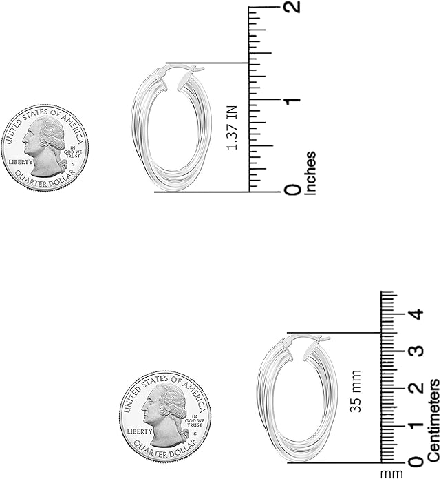 LeCalla 925 Sterling Silver Chunky Hoop Earrings | 14K Two-Tone Three-Tone Hoop Earrings | Intertwining Oval Shape Polished Twisted Hoop Earrings for Women