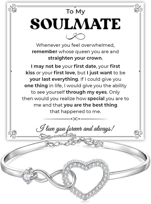 To My Soulmate Bracelet, Soulmate Bracelet For Women, Soulmate's Jewelry Gift From Boyfriend Husband Friend With Message Card And Box Meaning, Valentine Gifts For Her, Birthday Christmas Gifts