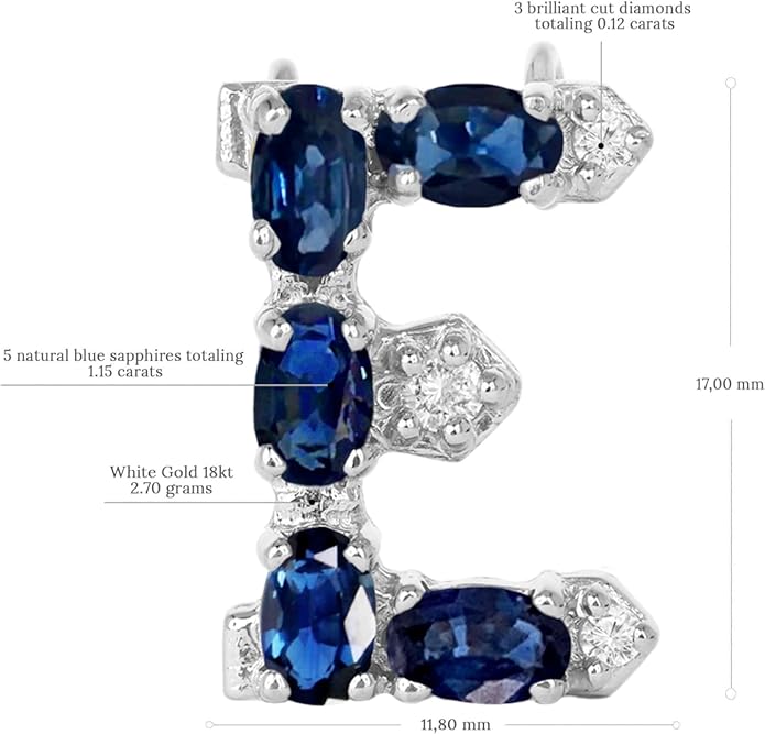 Albert Hern Blue Sapphire Initial Necklace With Diamonds & 18K Gold Chain | Irresistible Letter Pendants Jewelry | Perfect Valentine’s Day, Anniversary & Birthday Gift
