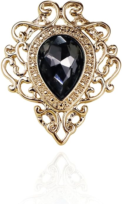 Vintage Silver Color Men's Brooches for Women Lovely Water Drop Badge Flame Crystal Brooch Lapel Pins Fashion Jewelry