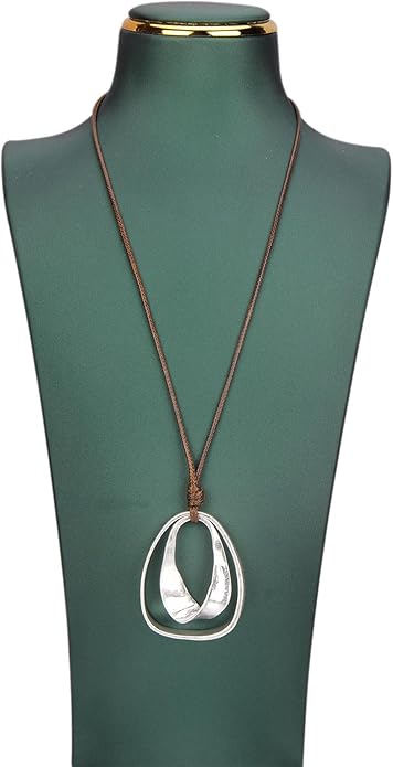 Boho Necklaces for Women Chunky Circle Necklace Layered Boho Circle Leather Choker Necklace Long Vintage Necklaces Bohemian Jewlery Gifts
