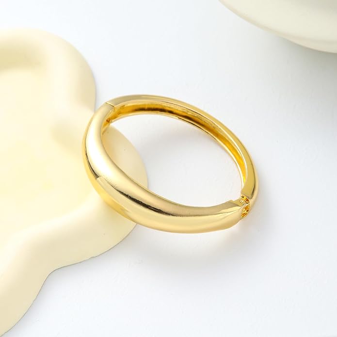 Bangle Bracelets for Women | 14K Gold Plated Trendy Wide Bracelets | Hinged Arm Cuff Bangles Chunky Bracelet for Women