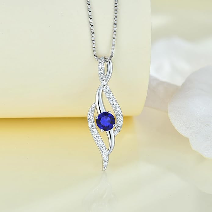 Women Infinity Necklace 925 Sterling Silver Twist Birthstone Pendant with Chain 5A Cubic Zirconia Jewelry