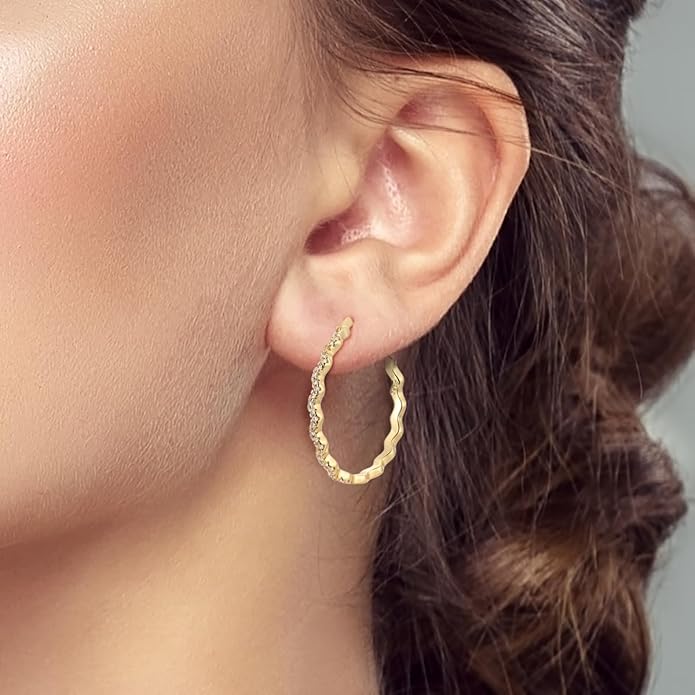 NARMO 925 Sterling Silver Hoop Earrings for Women Hypoallergenic Lightweight Simple Huggie Hoop Earrings Twisted Hoop Earrings Colorful Cubic Zirconia Hoop Earrings Rainbow Hoop Earrings