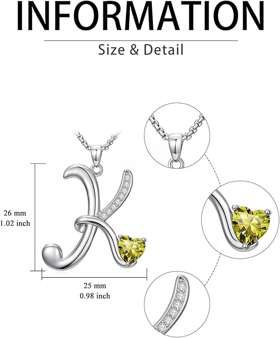 Christmas Gifts for Women Alphabet A to Z Initial Birthstone Pendant Necklaces for Women - 18k White Gold Plated Personalized Name Jewelry Valentine Mothers Day Birthday Gifts for Women Her Girlfriend